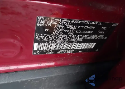 2021 Toyota Rav4 Le z USA, uszkodzony, nr VIN 2T3G1RFV9MW190045